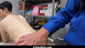 Officer catches teen stealing vibrator and fucks her hard in the garage