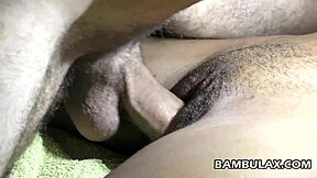 ebony girlfriend gettin fucked by big white cock, oops creampie!