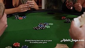 Housewife MILF Licks Wet Pussy in Lesbian Poker Game After Husband Sleeps