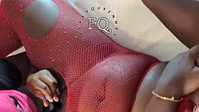 stepmom asks, 'want to lick my pussy?' in lesbian threesome with strapon.