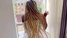 stepsister lost the bet, now she rides big black cock for creampie with mexican milf.