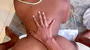 stepsister lost the bet, now she rides big black cock for creampie with mexican milf.