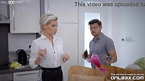 an unplanned threesome with a maid and two hot babes in stockings