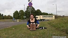 Isabel Dean Toys Shaved Pussy in Public