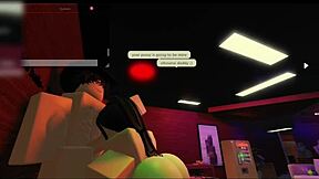 Cute whore gets rough doggystyle sex with friend in roblox studio, ending in cumshot