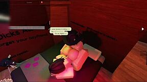 Cute whore gets rough doggystyle sex with friend in roblox studio, ending in cumshot