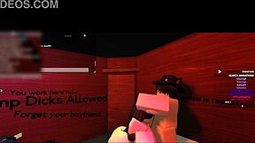 Cute whore gets rough doggystyle sex with friend in roblox studio, ending in cumshot