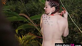 Ever seen inked teen Elizabeth Marxs flash huge tits outdoors?
