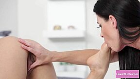 Old Brunette Boss In Lingerie Kisses And Masturbates Young Sexy Employee