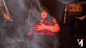 Brother loves witchy halloween costume while spreading big ass