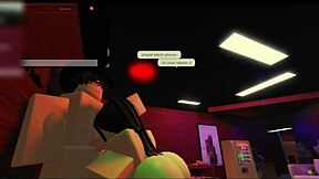 Cute whore gets rough doggystyle sex with friend in roblox studio, ending in cumshot