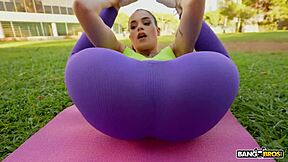 bangbros - watch tattooed brunette saba lapiedra get an anal pounding and a messy facial in public