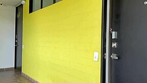 hot latina girl next door catches white neighbor jerking off and rides his cock