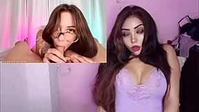 Big-titted nerd fucks her lover and swallows lots of cum.