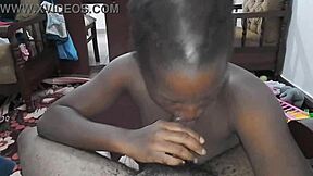 Ebony Babe Sucks Big Black Cock Deepthroat