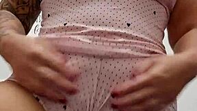 Redhead Flashes Breasts and Pink Pussy While Masturbating