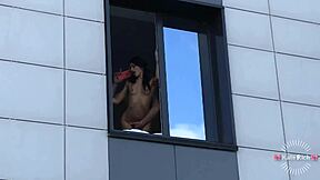 i'm fucking this skinny brunette with small tits right in front of the neighbors