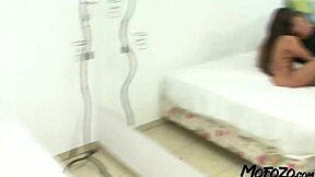 Brunette latina in first sex video blows and deepthroats