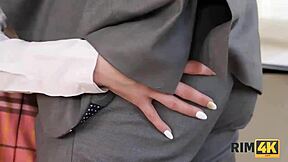 coquettish wife calms angry husband with rimjob