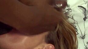 Brunette Babe Facialized After Interracial DP Banging!