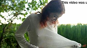 teen redhead mia reaches wild orgasm masturbating by the lake