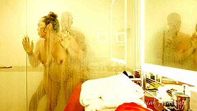 Cheating wife indulges in big black cock shower fucking while bathing