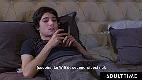 Adult Time brings Chloe Surreal into a steamy threesome with MILF Penny Barber and stepson.