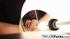 Taylor vixen masturbates in her hotel room, showing off big tits and pussy.