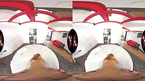 Pierced nipple babe explores reality in vr experience