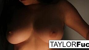 Taylor vixen masturbates in her hotel room, showing off big tits and pussy.