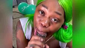 Green-Haired Slut Eats Dick Sloppily!