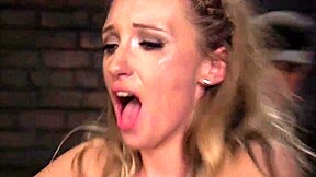 Brunette slave whipped and doggy banged in rope bondage threesome.