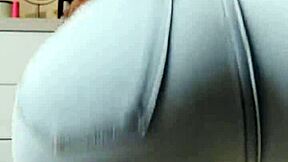 A Petite Blonde Amateur Dances in Tight Jeans for First Striptease