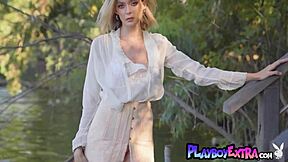 Classy blonde russian milf anna lisa stripping and posing naked on a boat!