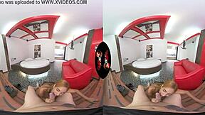 Pierced nipple babe explores reality in vr experience