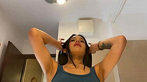 beautiful girl in blue miniskirt and panties looks stunning