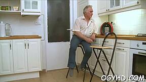 Youthful beauty blows old pecker in hardcore sex. Old and young amateurs fuck intensely.