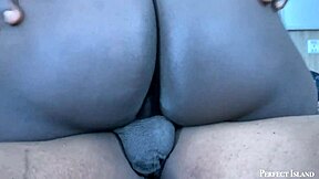 Gentle ebony creamy pussy on a hardcore