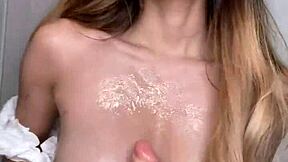 Watch Raelilblack fuck her big tits with dildo?