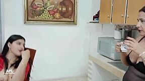 Latina lesbians lick pussies and tits to quench their horniness