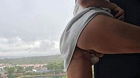 After shower, getting hot orgasm near window?
