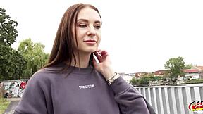 German scout picks up teen Emma Evans for rough casting fuck.