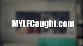 Flat brunette milf in stockings gets hardcore wrecked by cop at work for stealing