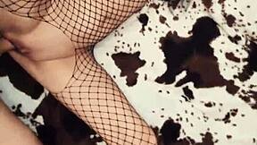 Fishnet underwear looks very exciting in close up homemade view