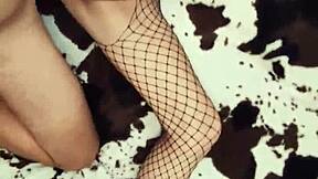 Fishnet underwear looks very exciting in close up homemade view