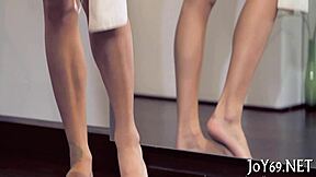 Teen girl fingers tight wet pussy solo