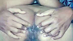 Desi indian wife presses big boobs fingering hairy pussy and asshole