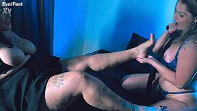 Imagine desires while licking my toes in striptease