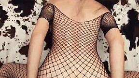 Fishnet underwear looks very exciting in close up homemade view