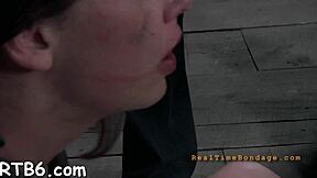 I watch a beauty receive punishment for her shaved intimate area